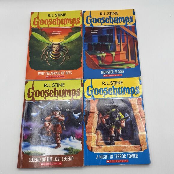 Goosebumps Books Set of 4 2017 Monster Blood Terror Town Lost Legend Afraid Bees - Picture 1 of 14